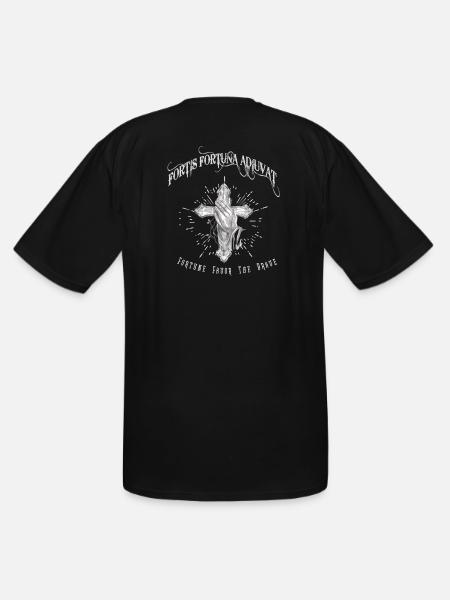 Fortis Fortuna Adiuvat - Cross and Hand Tattoo - Men's Tall T-Shirt - black