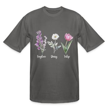Vintage Floral Plant Foxglove Daisy Tulip Flower - Men's Tall T-Shirt - charcoal - Front