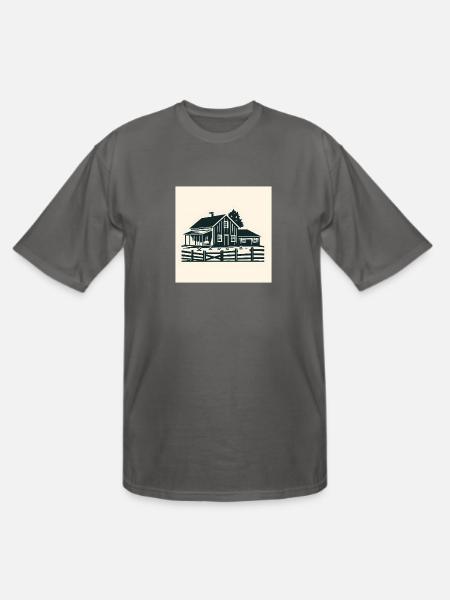 Rustic House Silhouette T-Shirt - Men's Tall T-Shirt - charcoal