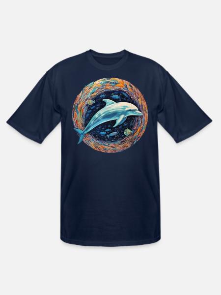 Dolphin Celestial - Luminous Depths - Men's Tall T-Shirt - navy