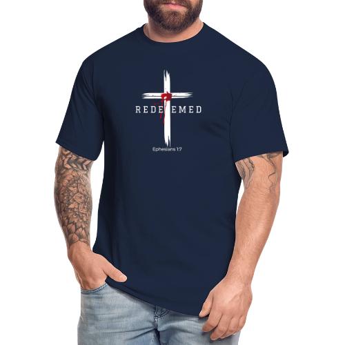 Redeemed by the blood of Jesus - Ephesians 1:7 - Men's Tall T-Shirt