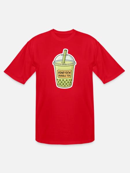 Honeydew Bubble Tea Illustration - Men's Tall T-Shirt - red