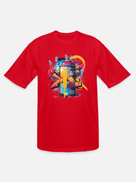 Vibrant Graffiti Spray Can Artwork - Men's Tall T-Shirt - red