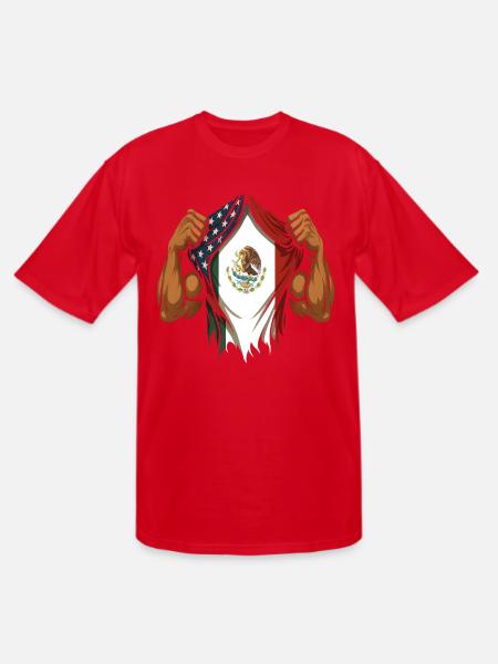 Mexican American Flag Mexican Roots - Men's Tall T-Shirt - red