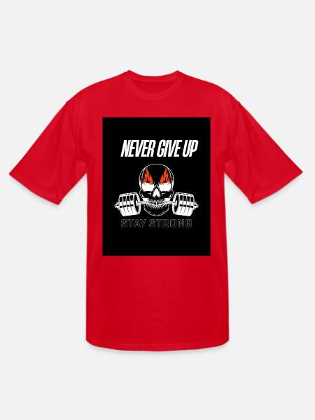 Never Give Up Skull Fitness - Men's Tall T-Shirt - red