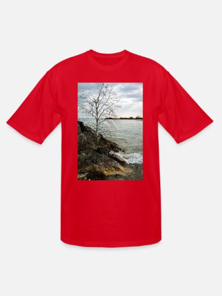 tiny tree on shore - Men's Tall T-Shirt - red