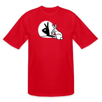 Funny Rabbit hand shadow puppets humor pop art - Men's Tall T-Shirt - red - Front