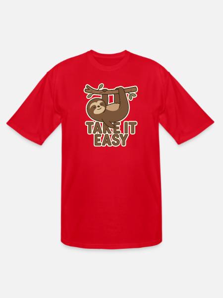 Take It Easy Sloth - Men's Tall T-Shirt - red