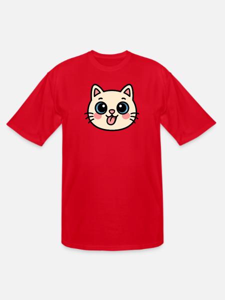 Kawaii Cat Face - Men's Tall T-Shirt - red