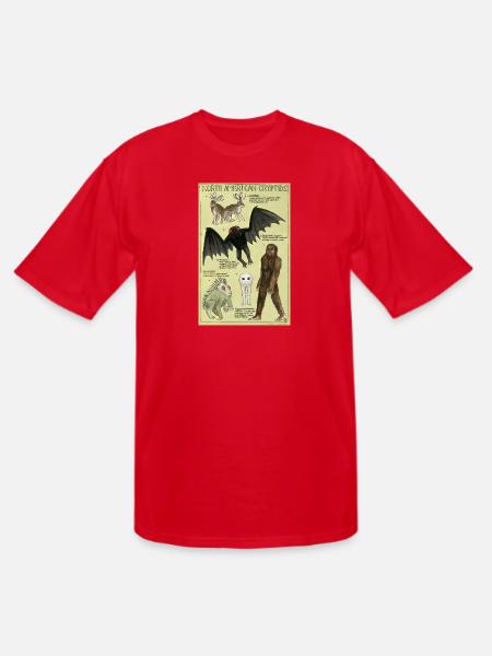 North American Cryptids Poster - Men's Tall T-Shirt - red