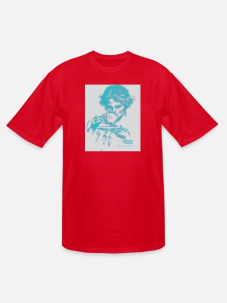 Cyan Coffee Sketch Portrait - Men's Tall T-Shirt - red