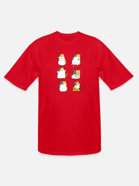 Chubby Calico Cat Expressions - Men's Tall T-Shirt - red
