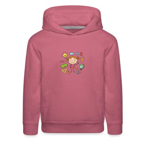 Cartoon Girl Learning Kids School T-Shirt - Kids‘ Premium Hoodie
