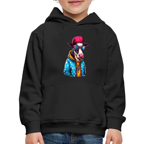 Gangster Cow Wearing a Cap - Kids‘ Premium Hoodie