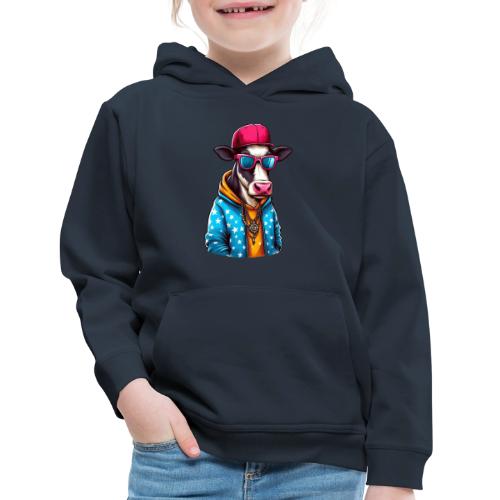 Gangster Cow Wearing a Cap - Kids‘ Premium Hoodie