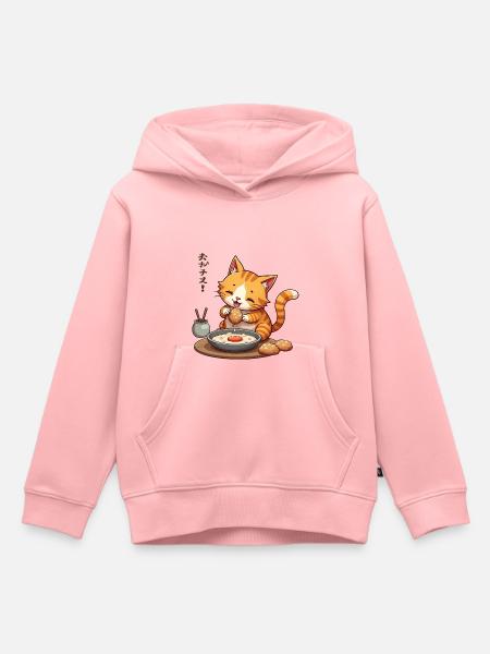 Cute Cat Enjoying Japanese Meal - Kids‘ Premium Hoodie - rose