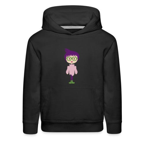 Colorful Mod Girl and Her Green Eyeglasses - Kids‘ Premium Hoodie