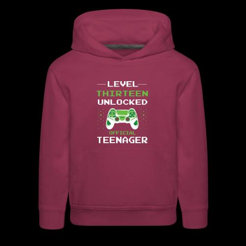 Level Thirteen Unlocked: Official Teenager - Kids‘ Premium Hoodie