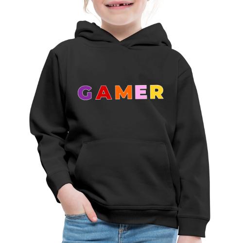 Multicolor GAMER Typography Design - Kids‘ Premium Hoodie