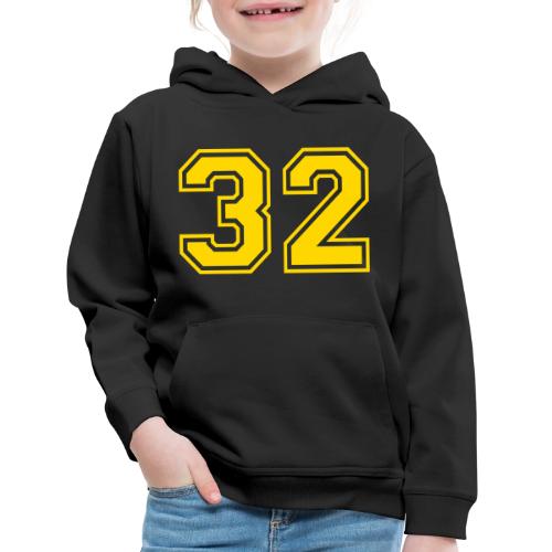 Number 32 in a classic athletic collegiate font - Kids‘ Premium Hoodie