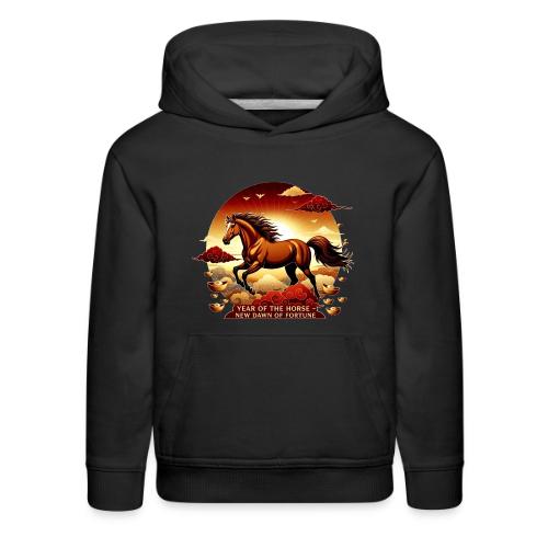 Year of the Horse Sunrise T Shirt, Lunar New Year - Kids‘ Premium Hoodie
