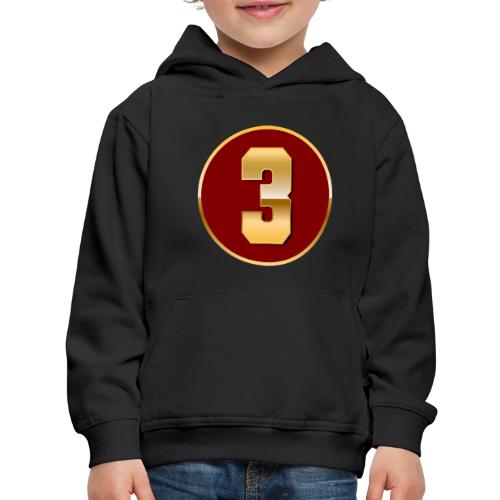 Number 3 in Gold Varsity Font - Kids‘ Premium Hoodie