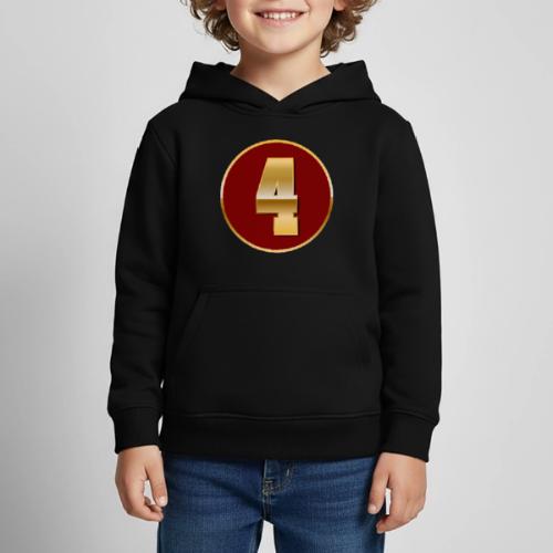 Number 4 in Gold Varsity Font - Kids‘ Premium Hoodie