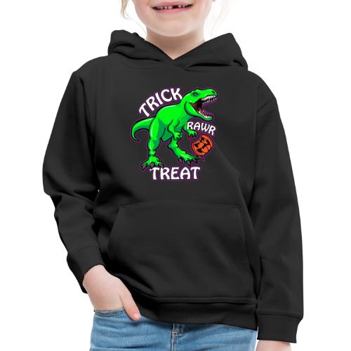 Trick Rawr Treat T Rex Dinosaur Halloween Cartoon - Kids‘ Premium Hoodie