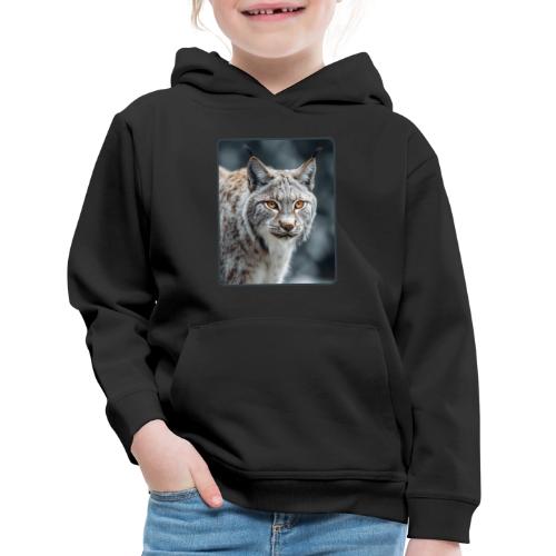 Lynx Portrait Piercing Eyes Design - Kids‘ Premium Hoodie