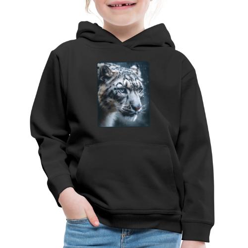 Snow Leopard Blue Eyes Design - Kids‘ Premium Hoodie