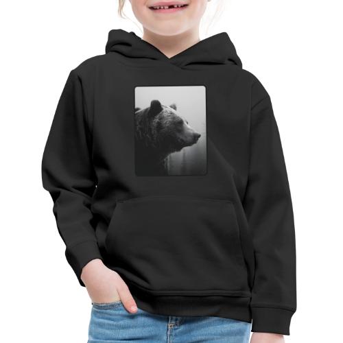 Grizzly Bear Black White Portrait Design - Kids‘ Premium Hoodie