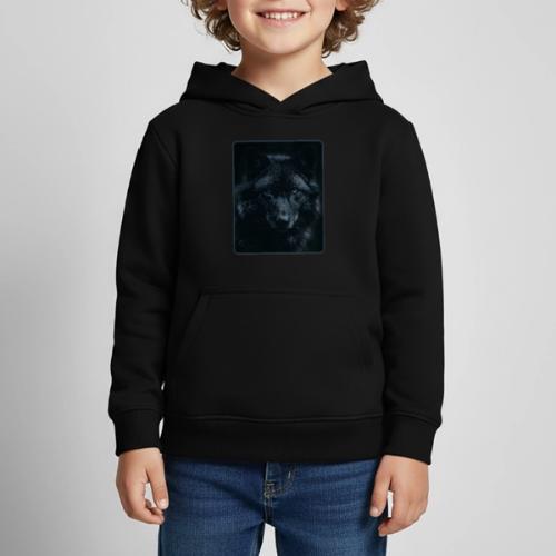 Black Wolf Intense Eyes Portrait Design - Kids‘ Premium Hoodie