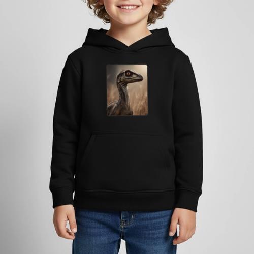 Velociraptor Feathered Portrait Design - Kids‘ Premium Hoodie