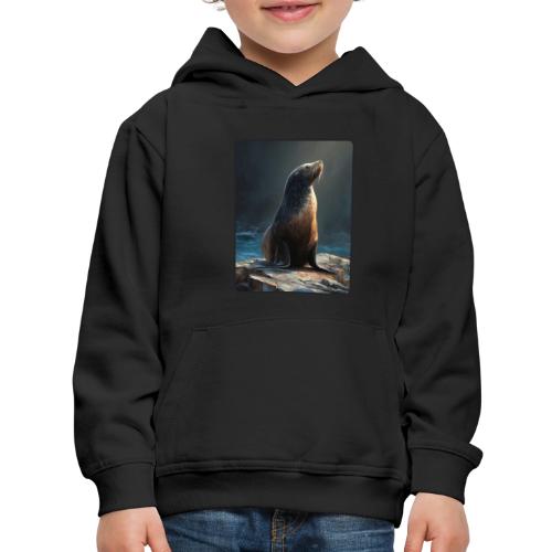 Fur Seal Artistic Shore Portrait Design - Kids‘ Premium Hoodie