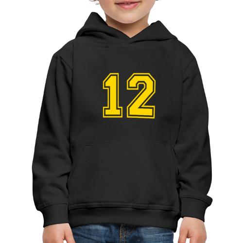 Number 12 in a classic athletic collegiate font - Kids‘ Premium Hoodie