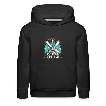 Born To Ski Ski Skiing Ski Saying Apres Ski - Kids‘ Premium Hoodie - black - Front