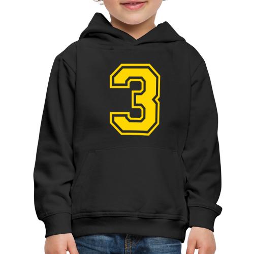 Number 3 in a classic athletic collegiate font - Kids‘ Premium Hoodie