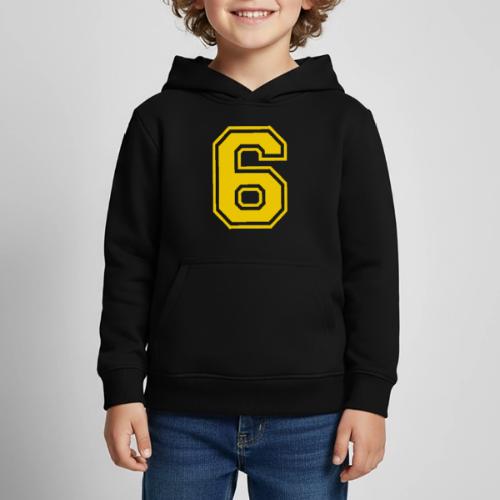 Number 6 in a classic athletic collegiate font - Kids‘ Premium Hoodie