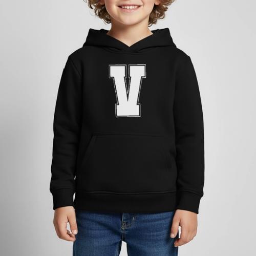 White Letter V – Varsity Alphabet Monogram - Kids‘ Premium Hoodie