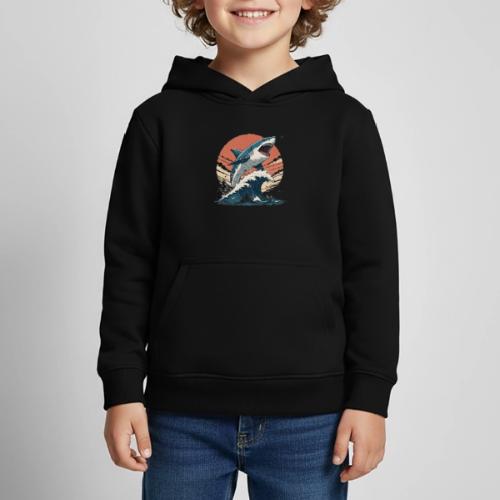 Fierce Shark Breaking Through Waves - Kids‘ Premium Hoodie