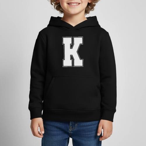 White Letter K – Varsity Alphabet Monogram - Kids‘ Premium Hoodie