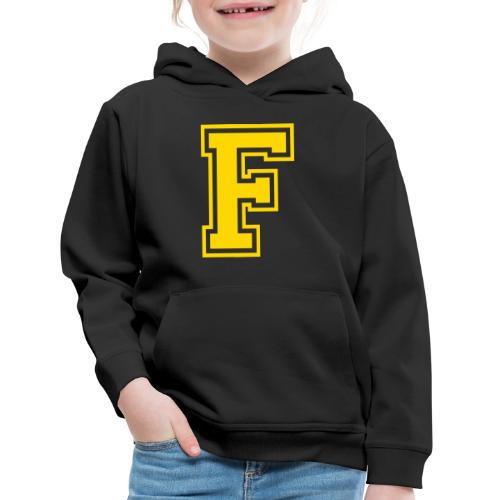 Letter F – Capital Athletic Alphabet Monogram - Kids‘ Premium Hoodie