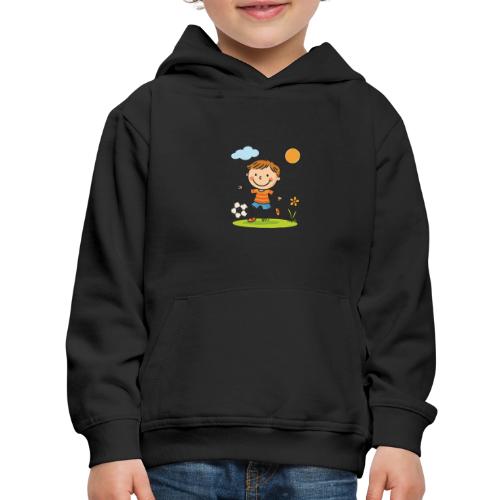 Cartoon Boy Playing Soccer Kids Shirt - Kids‘ Premium Hoodie
