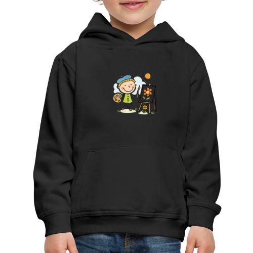 Cartoon Artist Boy Kids Painting T-Shirt - Kids‘ Premium Hoodie