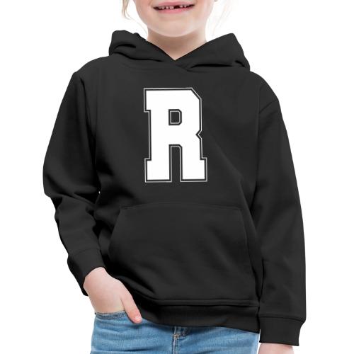 White Letter R – Varsity Alphabet Monogram - Kids‘ Premium Hoodie
