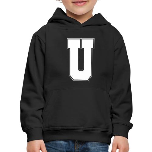 White Letter U – Varsity Alphabet Monogram - Kids‘ Premium Hoodie