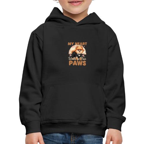 My Heart Walks on Four Paws – Pomeranian tee - Kids‘ Premium Hoodie