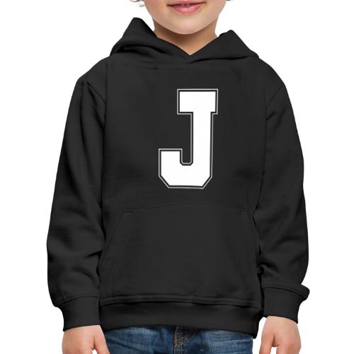 White Letter J – Varsity Alphabet Monogram - Kids‘ Premium Hoodie