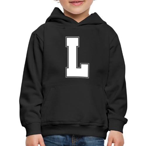 White Letter L – Varsity Alphabet Monogram - Kids‘ Premium Hoodie