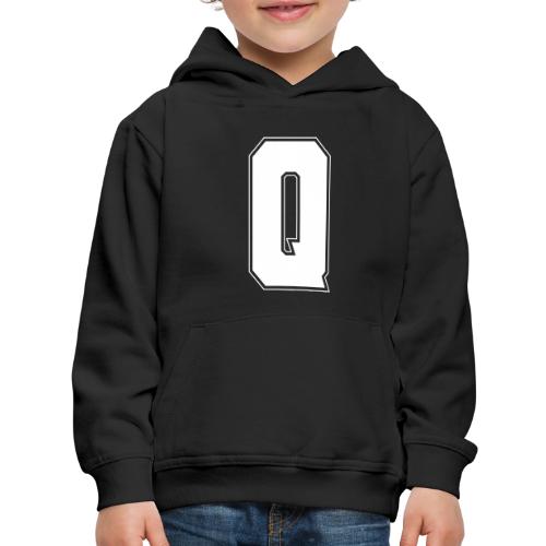 White Letter Q – Varsity Alphabet Monogram - Kids‘ Premium Hoodie